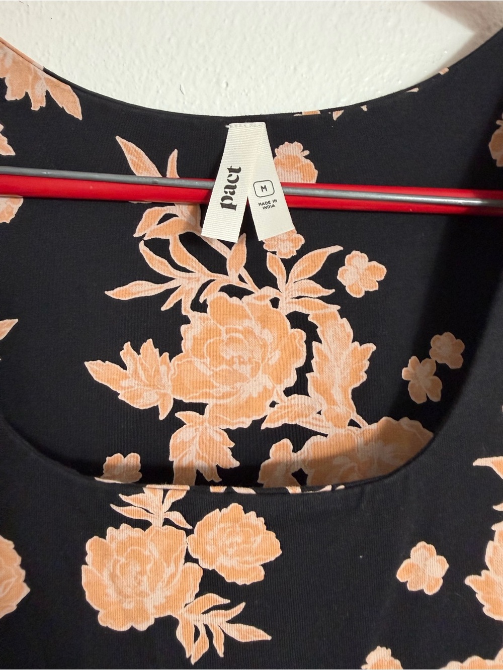 Pact Black Dress with Peach Floral Handkerchief Hem - Picture 3 of 5